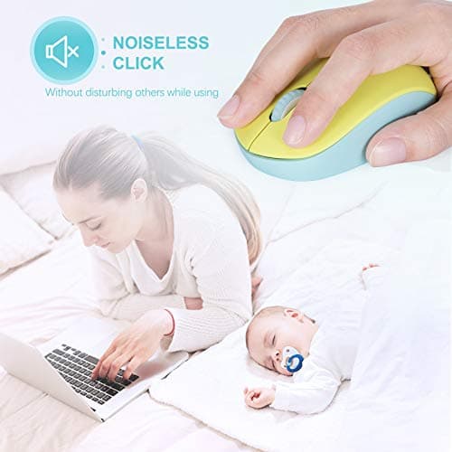 seenda Wireless Mouse, 2.4G Noiseless Mouse with USB Receiver Portable Computer Mice for PC, Tablet, Laptop, Notebook - Yellow & Green - View 4