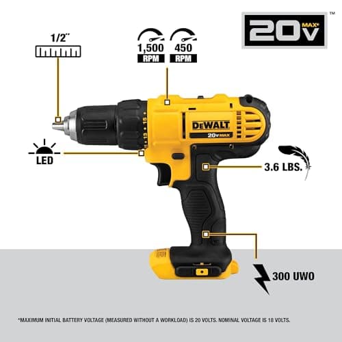 DEWALT 20V MAX Cordless Drill and Impact Driver, Power Tool Combo Kit with 2 Batteries and Charger (DCK240C2) - View 3