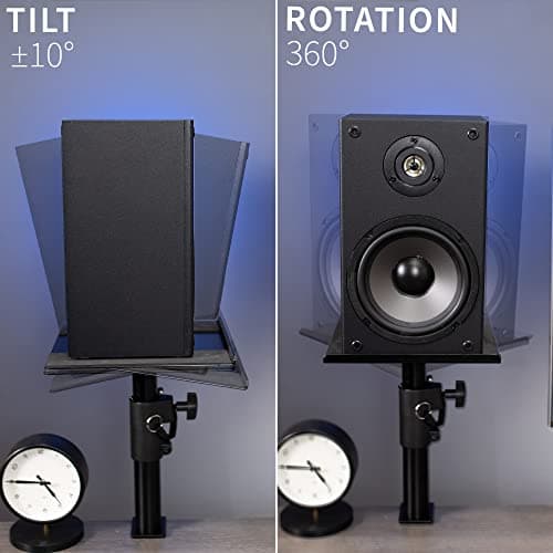 VIVO Clamp-on Speaker Stand Desk Mount Set, 10 x 9 inch Trays, Height Adjustment and Tilt, Universal Audio Holders for Computer and Bookshelf Speakers, Elevated Sound, 2 Pack, Black, MOUNT-SP01CB - View 5