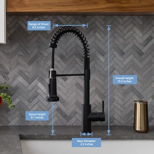 GIMILI Black Kitchen Faucet with Pull Down Sprayer Single Hole Spring Kitchen Sink Faucet, Suitable for Farmhouses, RV, Laundry Room, Outdoor, and Campers. Llave para fregadero de cocina - View 2