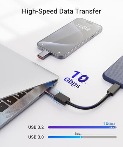 Syntech USB C to USB Adapter (2 Pack), 10Gbps USB 3.2 Gen 2 Fit Side by Side, USB C Male to USB A 3.2 Female Adapter Compatible with iPhone 16 Pro Max/iPad/iMac/MacBook Pro and Thunderbolt 4/3 Devices - View 2