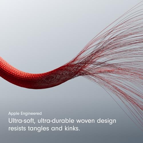 Beats USB-A to USB-C Woven Cable Fast Charging Durable and Tangle-Free Design Compatible Charger for Apple & Android USB-C Devices (1.5 m, 5 ft) - Rapid Red - View 4