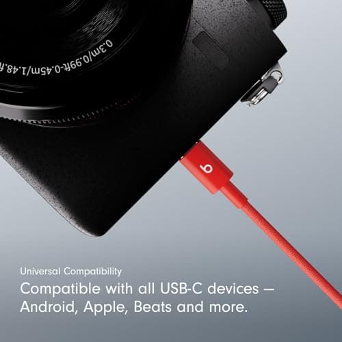 Beats USB-A to USB-C Woven Cable Fast Charging Durable and Tangle-Free Design Compatible Charger for Apple & Android USB-C Devices (1.5 m, 5 ft) - Rapid Red - View 3
