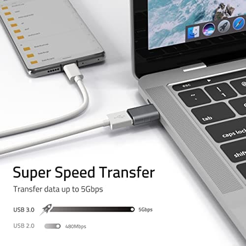 Syntech USB C to USB Adapter Pack of 2 USB C Male to USB 3.0 Female Adapter Compatible with MacBook Pro Air 2024, Microsoft Surface, iPad,Samsung Notebook, Dell XPS and More Type C Devices,Space Grey - View 5
