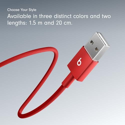 Beats USB-A to USB-C Woven Cable Fast Charging Durable and Tangle-Free Design Compatible Charger for Apple & Android USB-C Devices (1.5 m, 5 ft) - Rapid Red - View 7