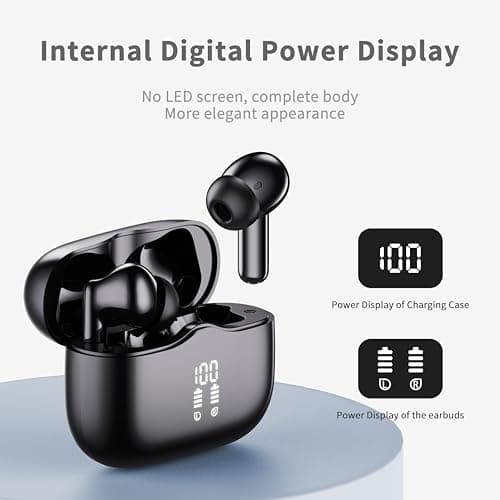 Wireless Earbuds, Bluetooth 5.4 Headphones in Ear with 4 ENC Noise Cancelling Mic, New Wireless Earphones HiFi Stereo Deep Bass 40H Playtime, In-Ear Bluetooth Earbuds LED Display IP7 Waterproof, USB-C - View 5