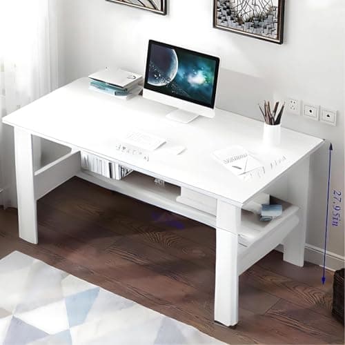 Callas Computer Desk Home/Office Desk | Writing Study Desk | Laptop Table | Modern Simple Desk | Small Desks for Small Spaces | Sturdy Desk for Home, Office, Bedroom, Living Room (ST-09-White) - View 5