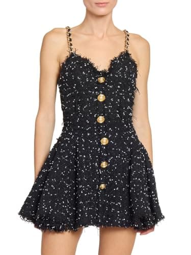 Balmain, Tweed A-Line Minidress, 36 (4), Noir Blanc - View 2