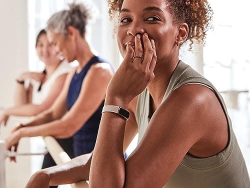 Fitbit Luxe-Fitness and Wellness-Tracker with Stress Management, Sleep-Tracking and 24/7 Heart Rate, One Size S L Bands Included, Lunar White/Soft Gold Stainless Steel, 1 Count - View 8