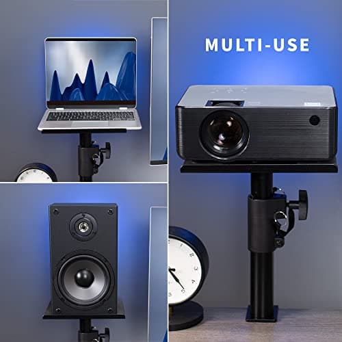 VIVO Clamp-on Speaker Stand Desk Mount Set, 10 x 9 inch Trays, Height Adjustment and Tilt, Universal Audio Holders for Computer and Bookshelf Speakers, Elevated Sound, 2 Pack, Black, MOUNT-SP01CB - View 7