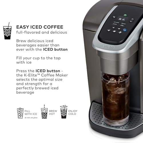 Keurig K-Elite Single Serve K-Cup Pod Coffee Maker, with Strength and Temperature Control, Iced Coffee Capability, 8 to 12oz Brew Size, Programmable, Brushed Slate - View 5