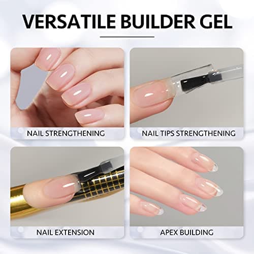 GAOY Clear Builder Gel for Nails, 16ml Nail Strengthener in a Bottle, Nail Extension Hard Gel, Soak Off Long Lasting UV Light Cure, Base Coat Top Coat Needed - View 6