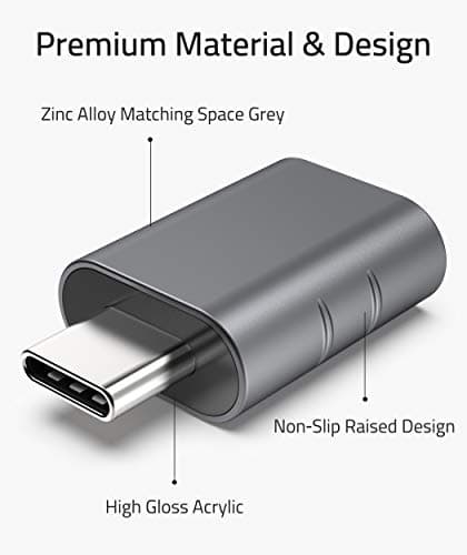 Syntech USB C to USB Adapter Pack of 2 USB C Male to USB 3.0 Female Adapter Compatible with MacBook Pro Air 2024, Microsoft Surface, iPad,Samsung Notebook, Dell XPS and More Type C Devices,Space Grey - View 3