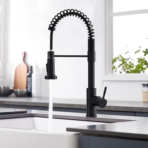 GIMILI Black Kitchen Faucet with Pull Down Sprayer Single Hole Spring Kitchen Sink Faucet, Suitable for Farmhouses, RV, Laundry Room, Outdoor, and Campers. Llave para fregadero de cocina - View 7