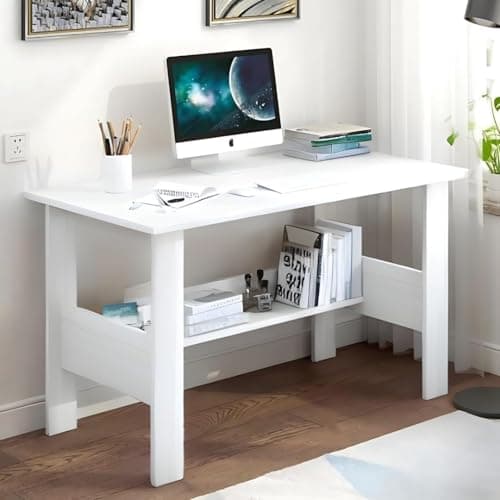 Callas Computer Desk Home/Office Desk | Writing Study Desk | Laptop Table | Modern Simple Desk | Small Desks for Small Spaces | Sturdy Desk for Home, Office, Bedroom, Living Room (ST-09-White)
