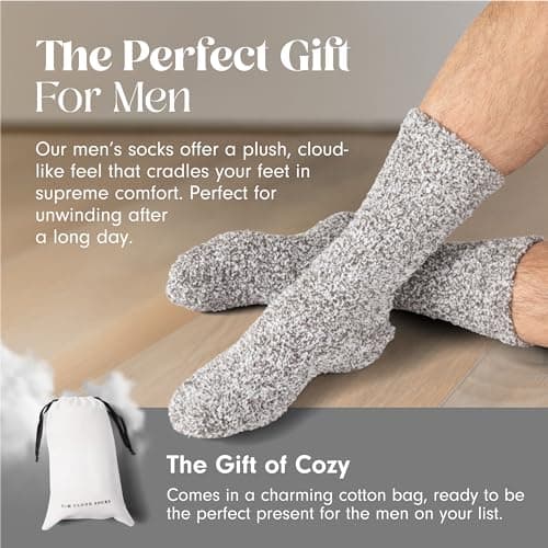 Unboxme Premium Fluffy Cloud Socks - Ultra-Soft, Warm Fuzzy Comfort - Luxury Cozy Socks for Men, 2 Pairs Heather Charcoal - View 2