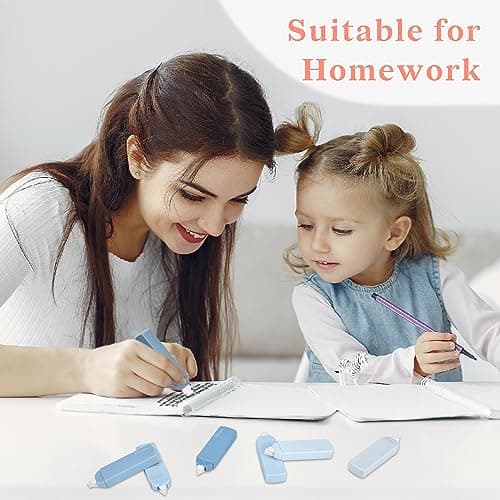 Temiary 6Pcs Mini White Correction Tapes, Quick Dry Smooth Pull Out for Writing, Aesthetic Cute Correction Tape Set Easy To Use for Students School Office Supplies (Blue) - View 7