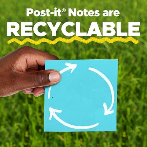 Post-it Super Sticky Notes, 5 Sticky Note Pads, 3 x 3 in., School Supplies, Office Products, Sticky Notes for Vertical Surfaces, Monitors, Walls and Windows, First Snow White - View 8
