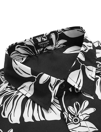 COOFANDY Mens Hawaiian Vacation Shirt Short Sleeve Casual Button Down Tropical Floral Shirt Summer Beach Shirts - View 3