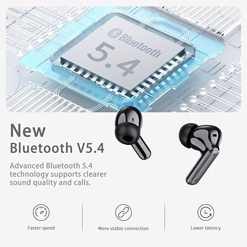 Wireless Earbuds, Bluetooth 5.4 Headphones in Ear with 4 ENC Noise Cancelling Mic, New Wireless Earphones HiFi Stereo Deep Bass 40H Playtime, In-Ear Bluetooth Earbuds LED Display IP7 Waterproof, USB-C - View 2