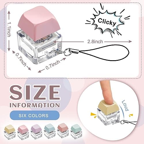 Taiyin 6 Pcs Keyboard Fidget Toy Fidget Clicker Keyboard Keychain Decompression Toys Button Stress Relief Gifts for Adult to Relief Stress Pass the Time(Macaron Colors) - View 2