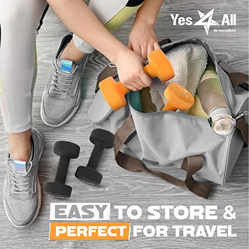 Yes4All Neoprene Coated Dumbbell Hand Weight Sets of 2 - Multiple Weight Options with 15 Colors, Anti-roll, Anti-Slip, Hexagon Shape - View 5