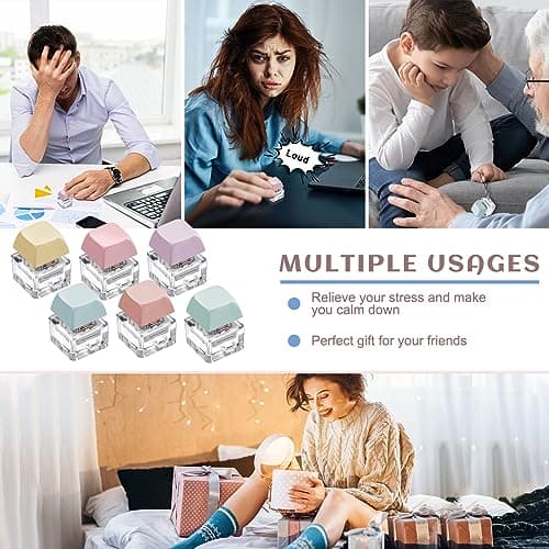 Taiyin 6 Pcs Keyboard Fidget Toy Fidget Clicker Keyboard Keychain Decompression Toys Button Stress Relief Gifts for Adult to Relief Stress Pass the Time(Macaron Colors) - View 6