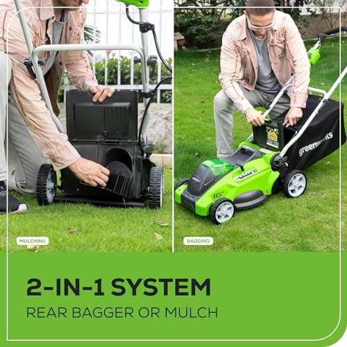 Greenworks 40V 16" Cordless (Push) Lawn Mower (75+ Compatible Tools), 4.0Ah Battery and Charger Included - View 7