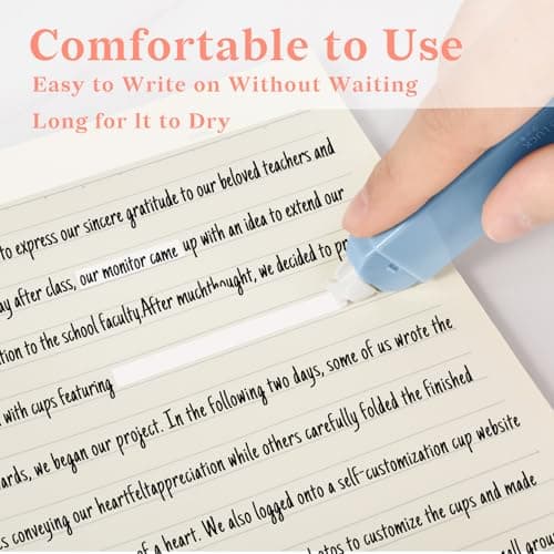 Temiary 6Pcs Mini White Correction Tapes, Quick Dry Smooth Pull Out for Writing, Aesthetic Cute Correction Tape Set Easy To Use for Students School Office Supplies (Blue) - View 3