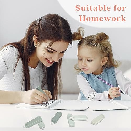 Temiary 6Pcs Mini White Correction Tapes, Quick Dry Smooth Pull Out for Writing, Aesthetic Cute Correction Tape Set Easy To Use for Students School Office Supplies (Green) - View 7
