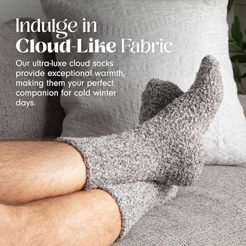 Unboxme Premium Fluffy Cloud Socks - Ultra-Soft, Warm Fuzzy Comfort - Luxury Cozy Socks for Men, 2 Pairs Heather Charcoal - View 5