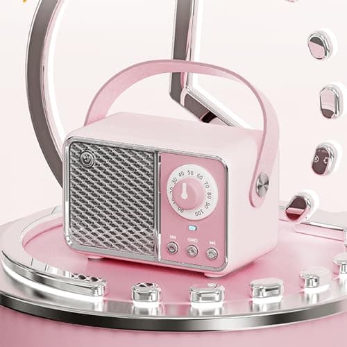 Dosmix Kawaii Room Decor, Retro Bluetooth Speaker,Wireless Bluetooth Speakers, Pink Cute Old Fashion Style for Kitchen Desk Bedroom Office Party Outdoor Vintage Accessories (Tender Pink) - View 8