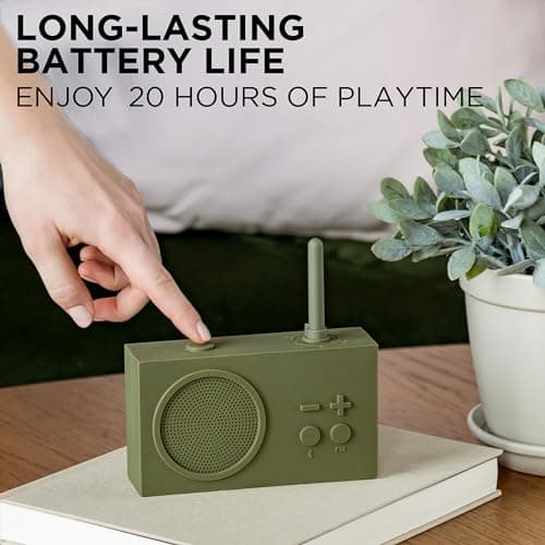 Lexon TYKHO 3 Wireless Bluetooth Speaker and FM Radio, Splashproof and Rechargeable - Khaki - View 3
