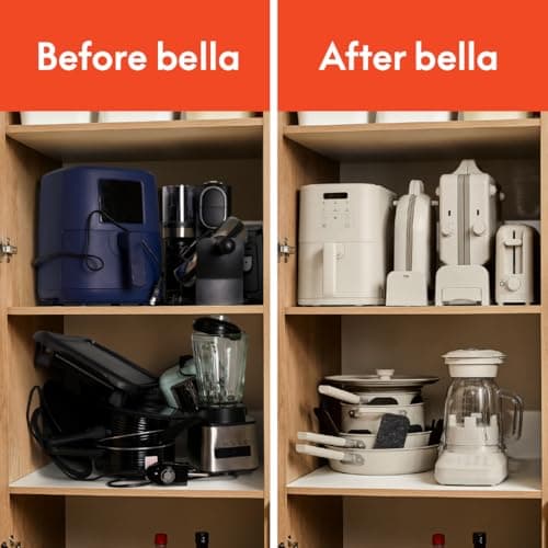 bella 4Qt Slim Air Fryer, Fits-anywhere™ Kitchenware, EverGood™ Ceramic Nonstick Coating, Adjustable Temperature, 6 Preset Cooking Options, 60 Min Auto Shutoff w Audible Tone, 3.3lb Capacity, Blossom - View 8
