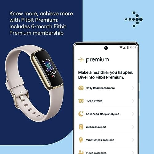 Fitbit Luxe-Fitness and Wellness-Tracker with Stress Management, Sleep-Tracking and 24/7 Heart Rate, One Size S L Bands Included, Lunar White/Soft Gold Stainless Steel, 1 Count - View 3