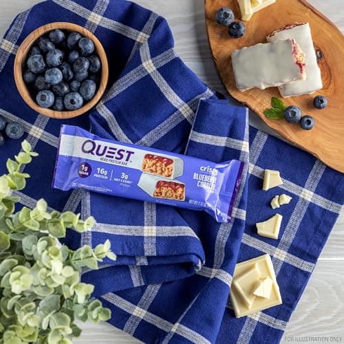 Quest Nutrition Crispy Blueberry Cobbler Hero Protein Bar, 16g Protein, 1g Sugar, 3g Net Carb, Gluten Free Protein Snack, Keto Friendly, 12 Count - View 4