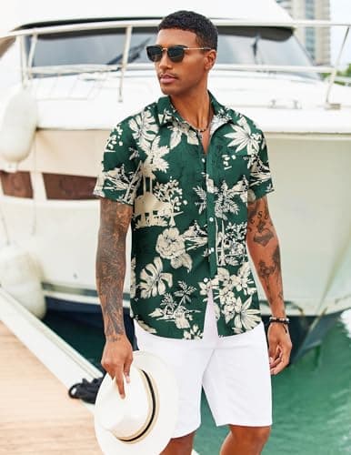 COOFANDY Mens Hawaiian Shirts Short Sleeve Button Down Aloha Shirts Casual Beach Clothes - View 3