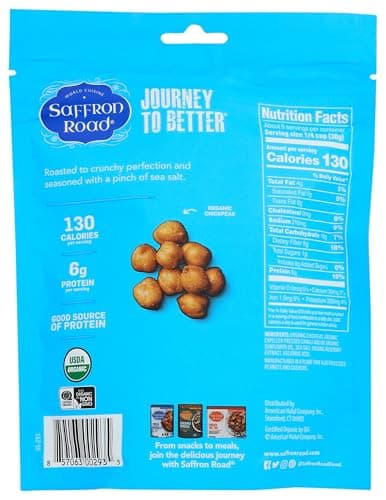 Saffron Road Organic Sea Salt Crunchy Chickpea Snack, 6oz - USDA Organic, Gluten Free, Non-GMO, Halal, Kosher, Vegan - View 2
