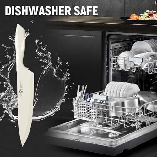 Knife Set, HUNTER.DUAL 15 Pcs Kitchen Knife Set with Block Self Sharpening, Dishwasher Safe, Anti-slip Handle (Beige) - View 6