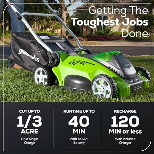 Greenworks 40V 16" Cordless (Push) Lawn Mower (75+ Compatible Tools), 4.0Ah Battery and Charger Included - View 3