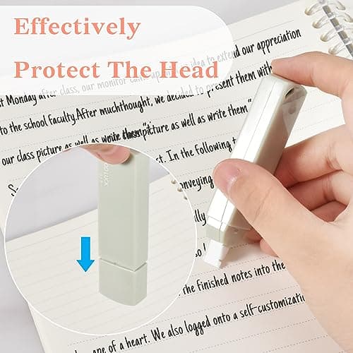 Temiary 6Pcs Mini White Correction Tapes, Quick Dry Smooth Pull Out for Writing, Aesthetic Cute Correction Tape Set Easy To Use for Students School Office Supplies (Green) - View 4