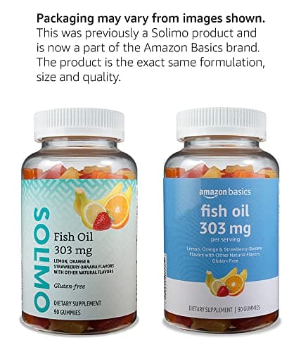 Amazon Basics Fish Oil 303 mg, Lemon, Orange & Strawberry-Banana flavors, 90 Gummies (2 per Serving), EPA and DHA Omega-3 fatty acids (Previously Solimo) - View 4
