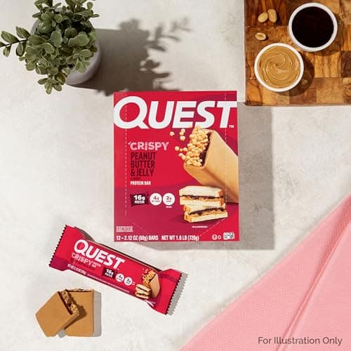 Quest Nutrition Crispy Peanut Butter & Jelly 16g Protein Bar, 2g Sugar, 4g Net Carbs, Gluten Free Snack, Keto Friendly, 12 Count - View 6