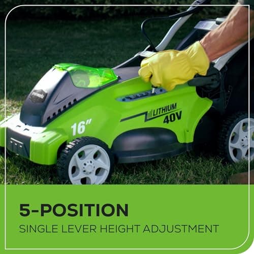 Greenworks 40V 16" Cordless (Push) Lawn Mower (75+ Compatible Tools), 4.0Ah Battery and Charger Included - View 6