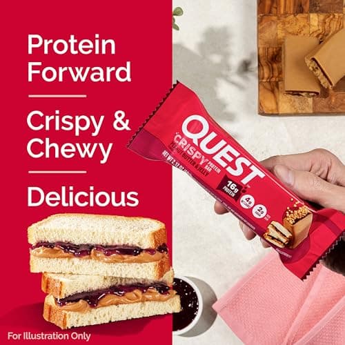 Quest Nutrition Crispy Peanut Butter & Jelly 16g Protein Bar, 2g Sugar, 4g Net Carbs, Gluten Free Snack, Keto Friendly, 12 Count - View 4