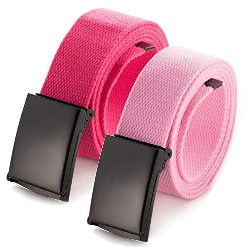 Mile High Life Cut To Fit Canvas Web Belt Size Up to 52" with Flip-Top Solid Black Military Buckle
