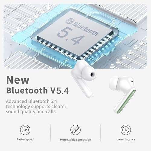 Wireless Earbuds, Bluetooth 5.4 Headphones in Ear with 4 ENC Noise Cancelling Mic, New Wireless Earphones HiFi Stereo Deep Bass 40H Playtime, In-Ear Bluetooth Earbuds LED Display IP7, USB-C, Green - View 2