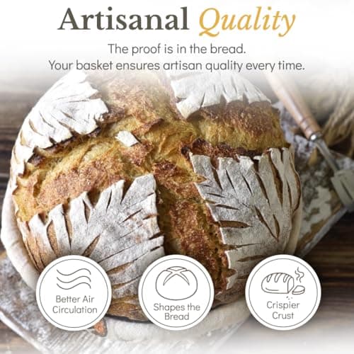 Superbaking Banneton Bread Proofing Basket, Sourdough Bread Baking Supplies, Round 9 Inch Sourdough Starter Kit, Proofing Basket for Baking, Bread Making Supplies Tools, Banneton Basket Gift Set - View 7