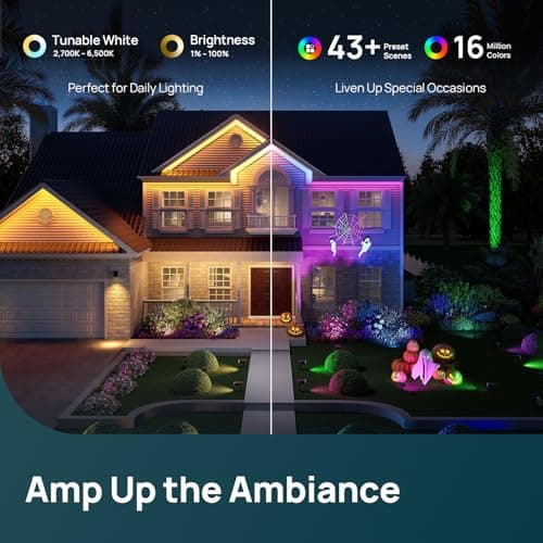 Linkind Smart Solar Spot Lights Outdoor SL5C, Solar Lights Outdoor Spotlight Color Changing APP/Voice Control Landscape Lighting, IP67 Christmas Halloween Decorations for Yard, Garden, Pathway(8 Pack) - View 5